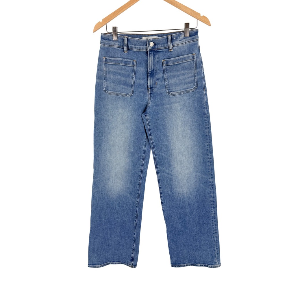 Madewell Emmett Wide-Leg Jeans Blue 28 High Rise Patch Pocket Denim Pants
